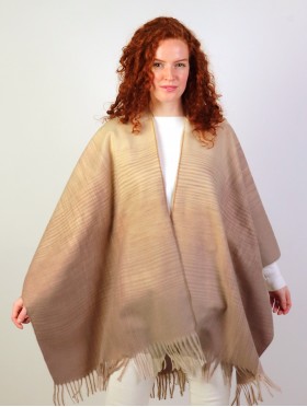 Gradient Patterned Cape W/ Fringe